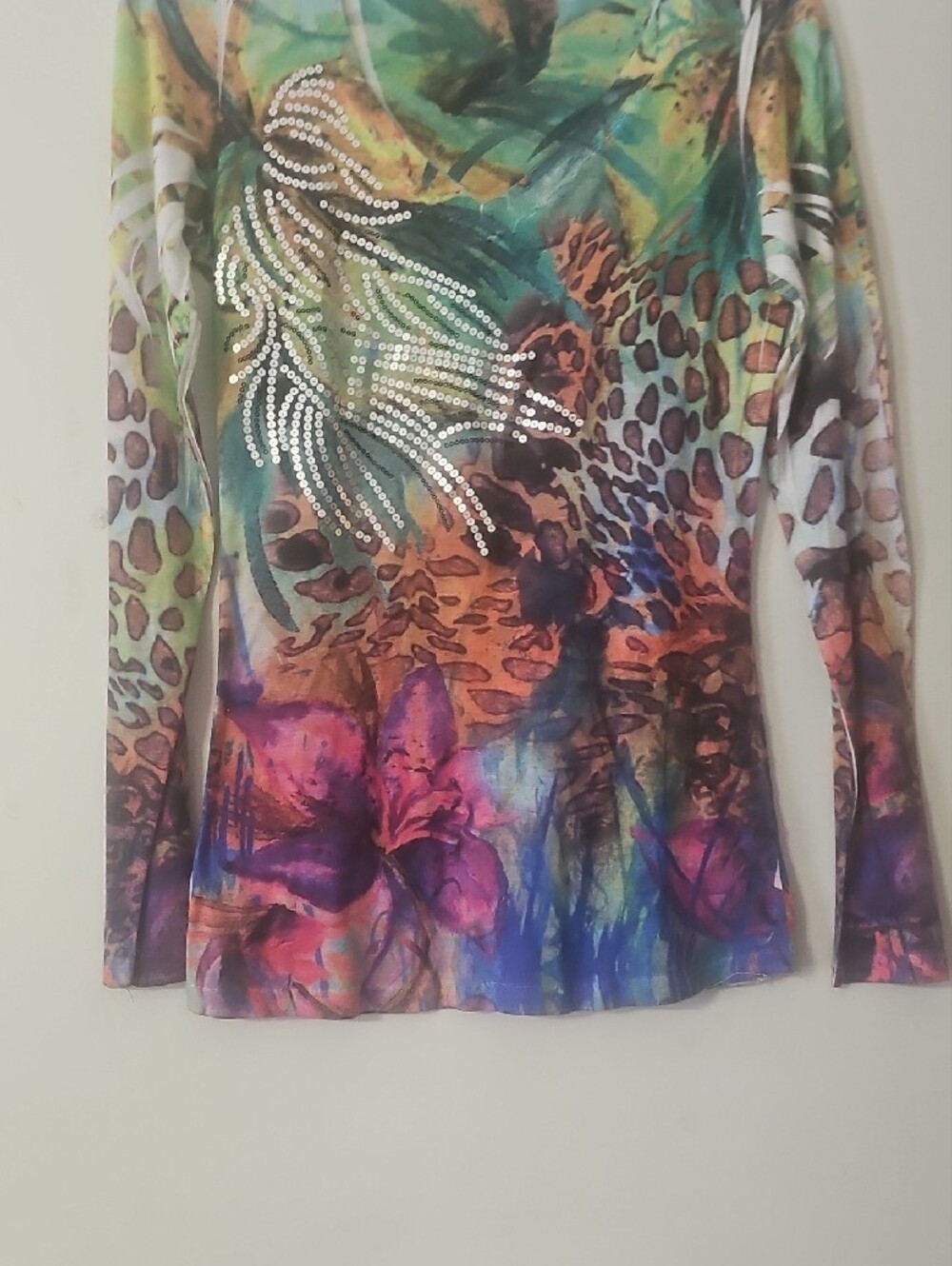 Daytrip Multicolor Long-Sleeve Top with Crystal Accent - Picture 5 of 6